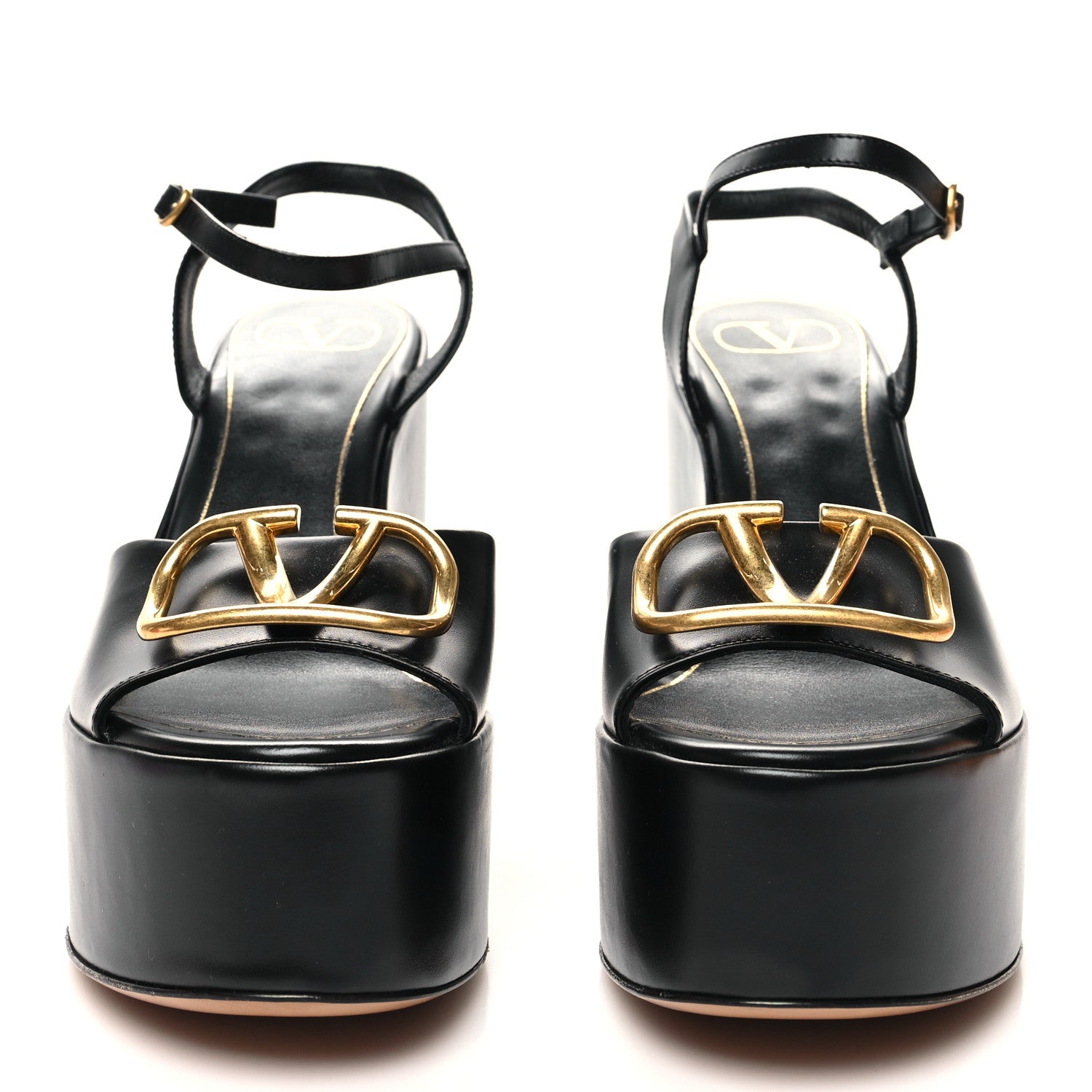 Valentino Garavani Calfskin VLogo 44/127mm Wedge Sandals 40 Black 2 of 8
