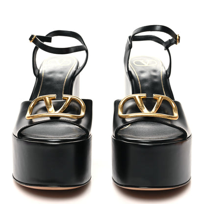 Valentino Garavani Calfskin VLogo 44/127mm Wedge Sandals 40 Black 2 of 8