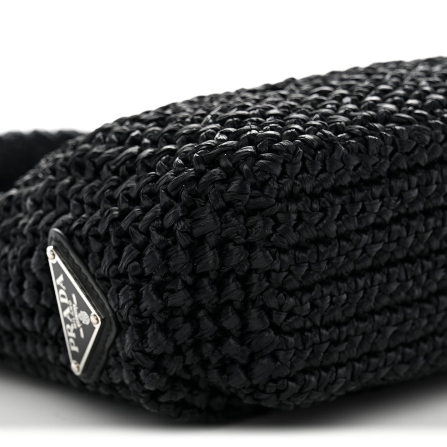 Yarn Raffia Effect Crochet Small Logo Tote Black