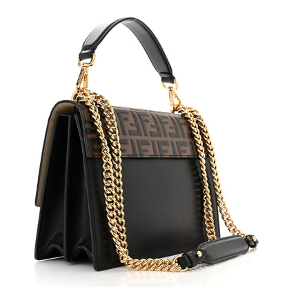 Fendi Vitello Liberty Bi-Color FF 1974 Embossed Chain Strap Kan U Shoulder Bag Black Maya 2 of 9