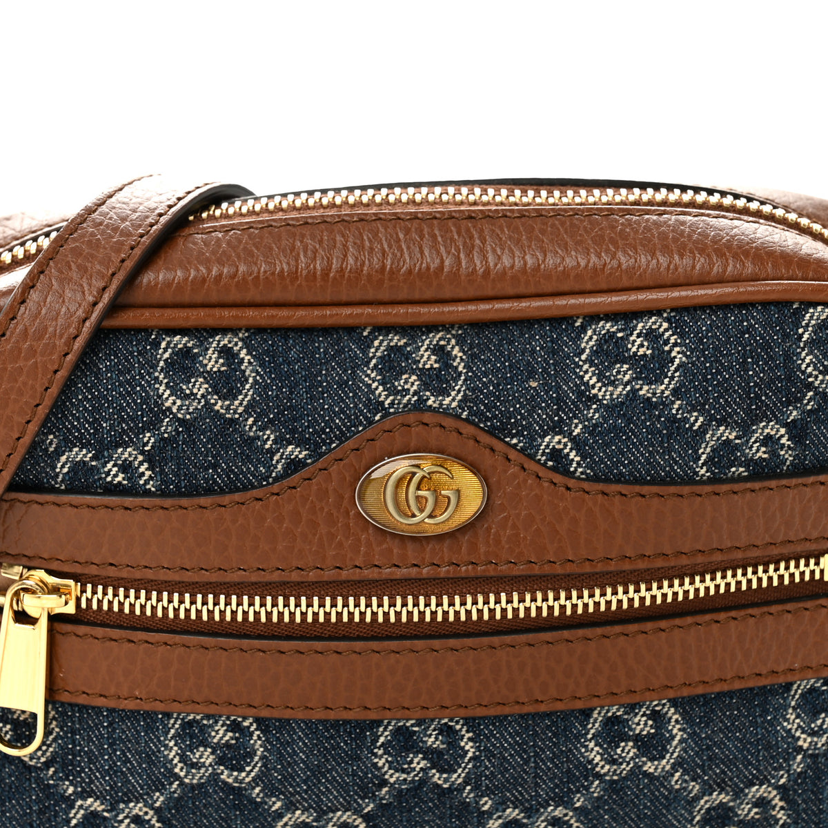 Gucci New Denim GG Monogram Dollar Calfskin Mini Ophidia Shoulder 