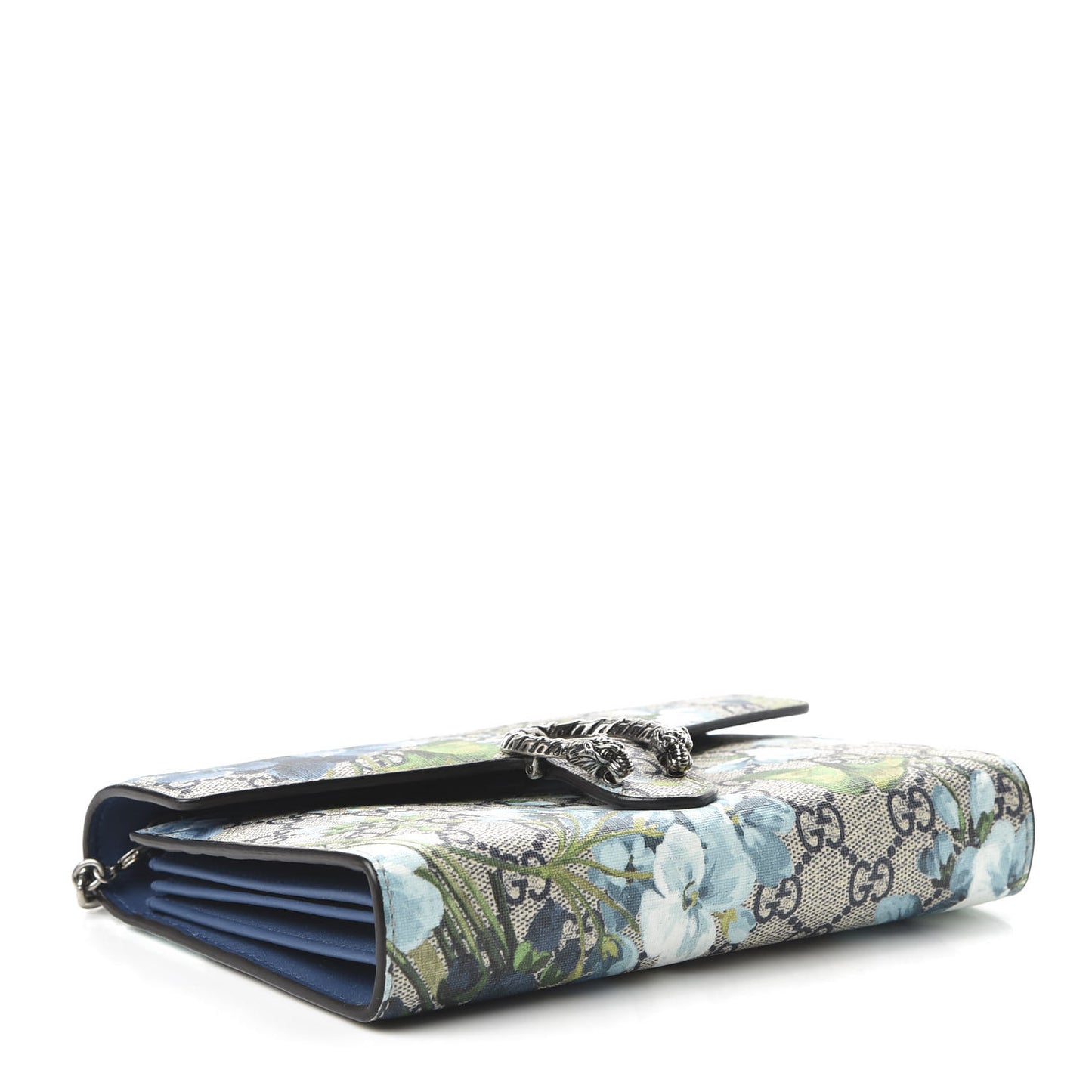 GG Supreme Monogram Blooms Mini Dionysus Chain Wallet Beige Blue Navy Vintage Blue