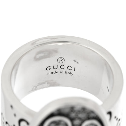 Gucci Sterling Silver Grey Diamond GucciGhost Ghost Ring 53 6.25 4 of 5