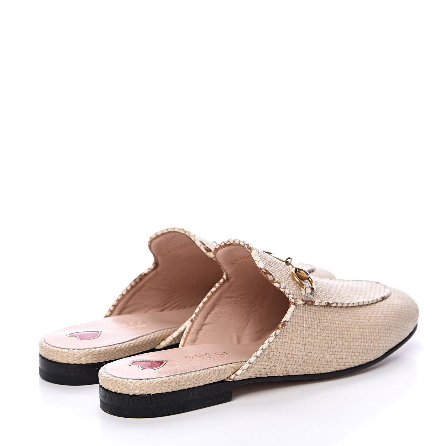 Gucci Straw Elaphe Womens Princetown Slippers 36.5 Natural Cream Brown 4 of 8