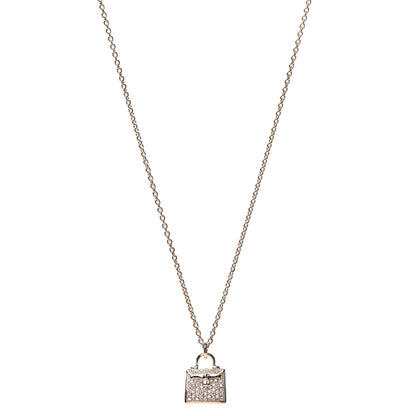 Hermes 18K Rose Gold Diamond Kelly Amulette Pendant Necklace 1 of 7