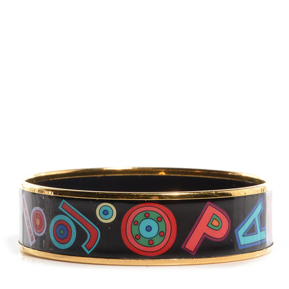 Hermes Enamel Printed Wide Tohu Bohu Bracelet Black 62 1 of 6