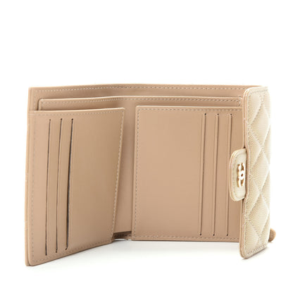 Chanel Iridescent Caviar Quilted Compact Flap Wallet Dark Beige 5 of 8