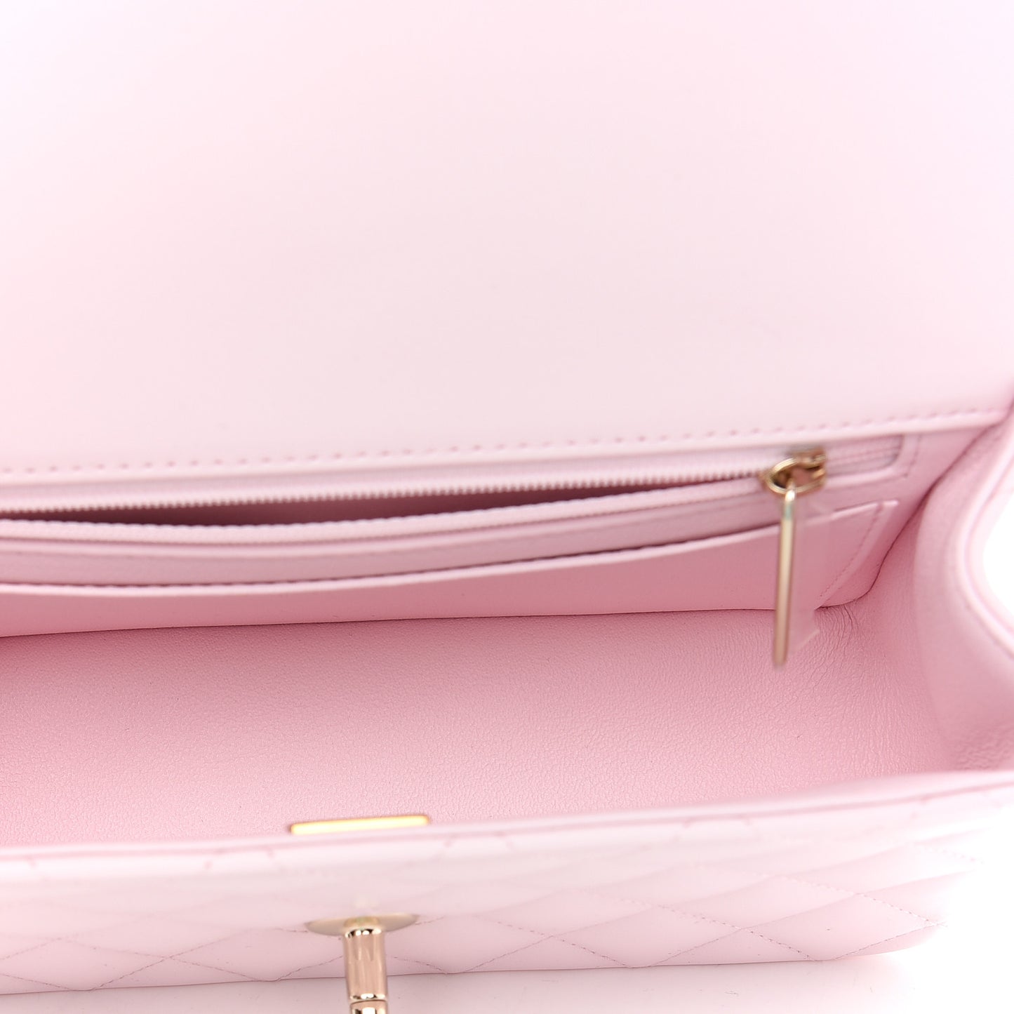 Lambskin Quilted Mini Top Handle Rectangular Flap Light Pink