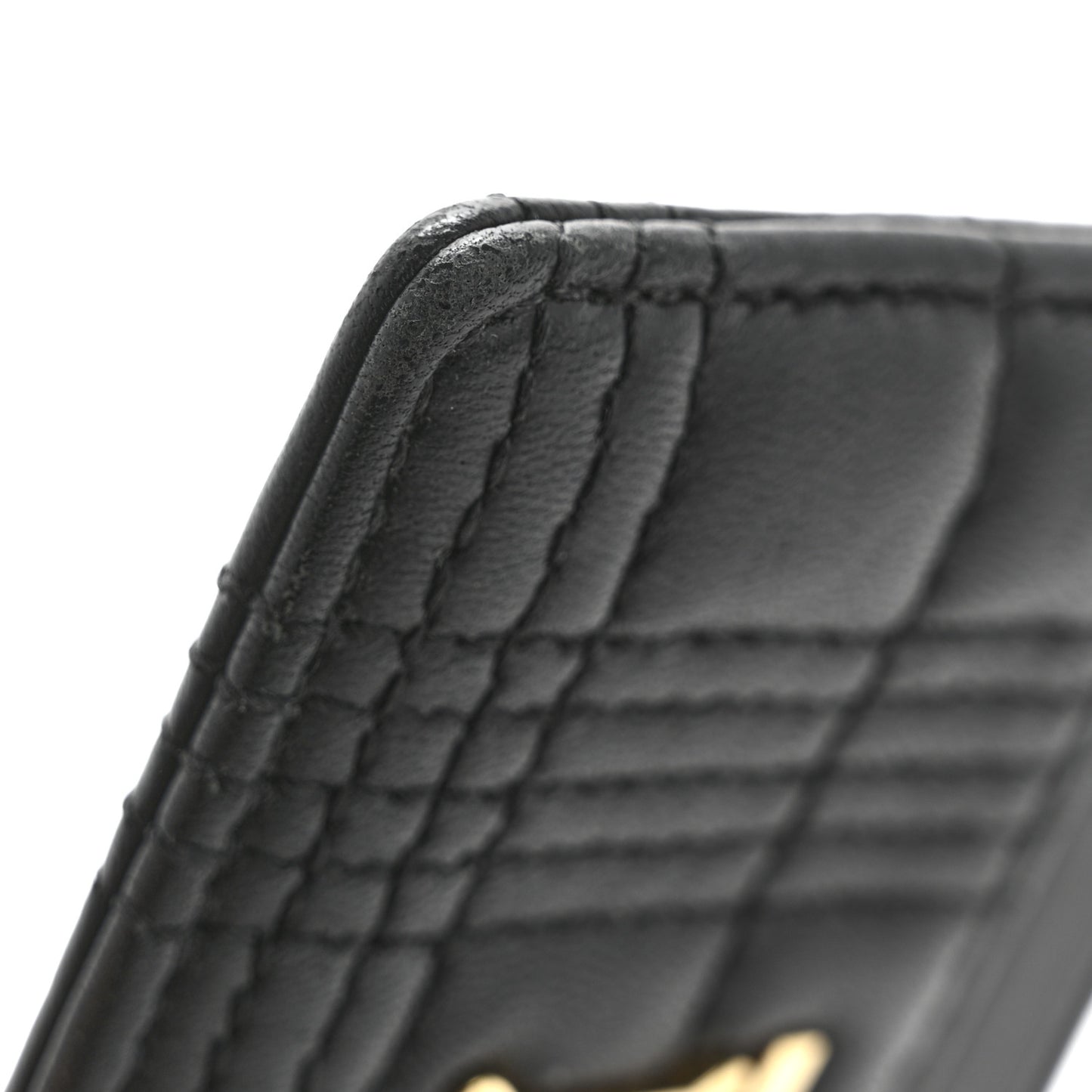 Lambskin Quilted Small Lola Card Holder Black