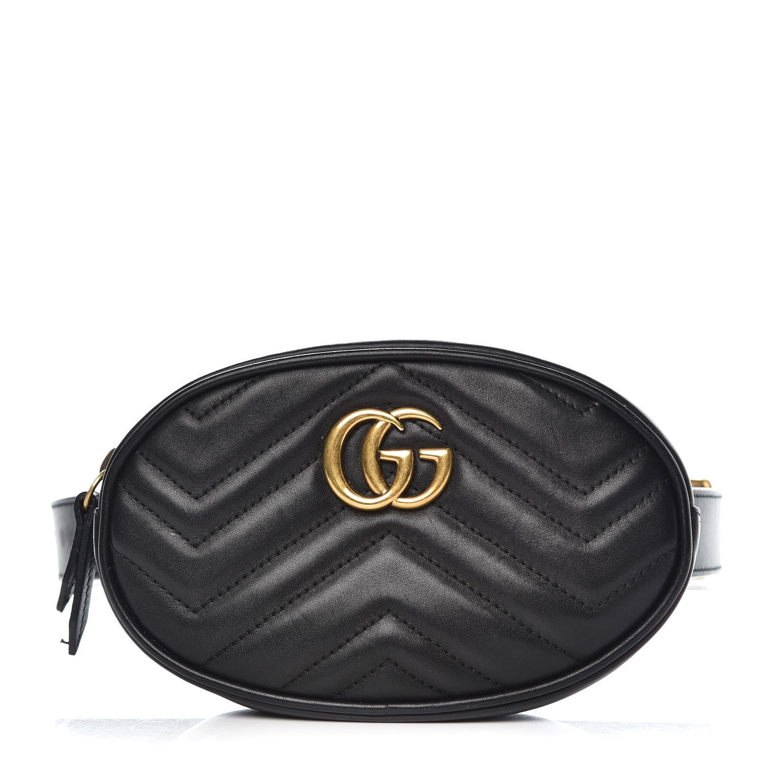 Gucci Calfskin Matelasse GG Marmont Belt Bag 85 34 Black 1 of 12