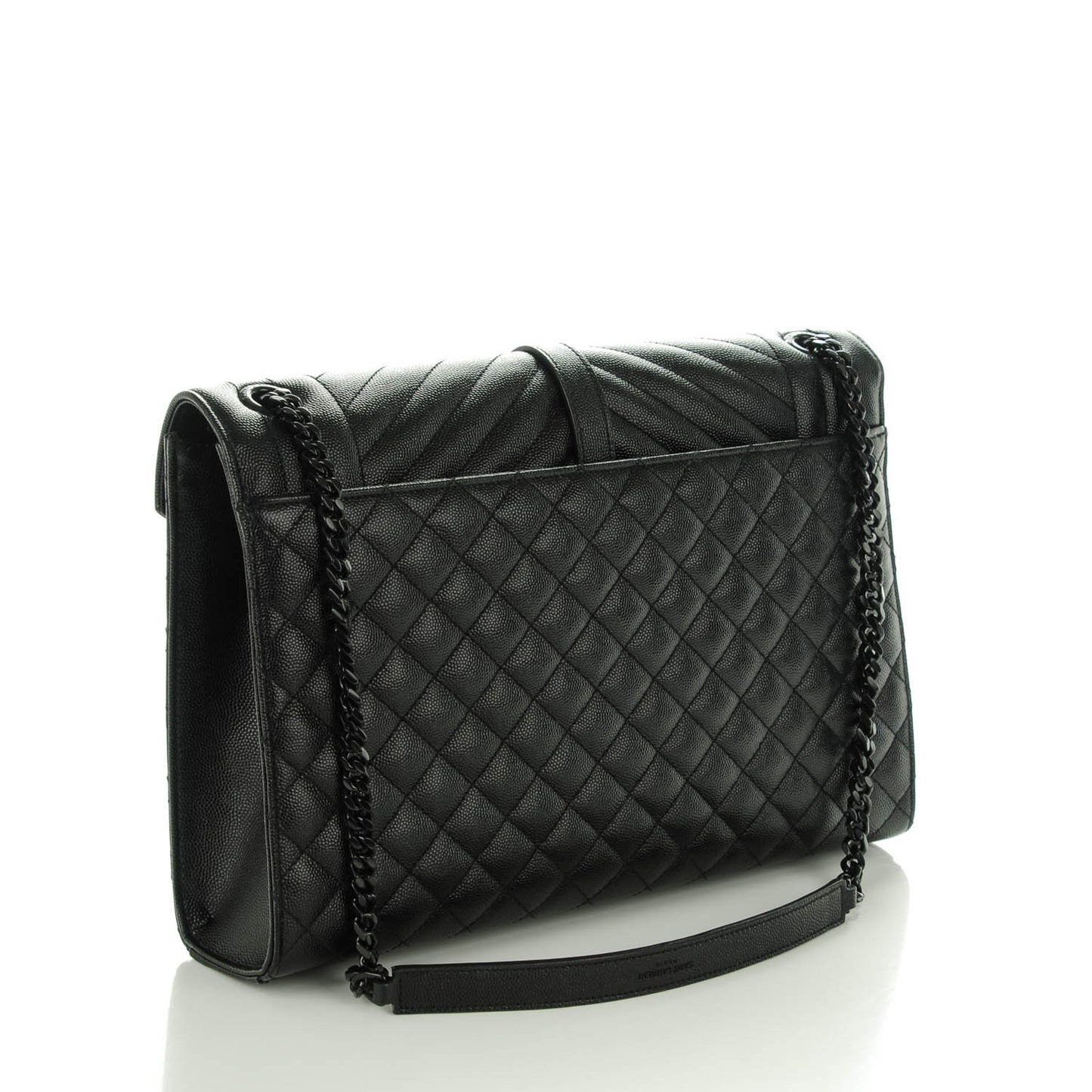 Grain De Poudre Textured Mixed Matelasse Large Triquilt Monogram Monochrome Satchel Black