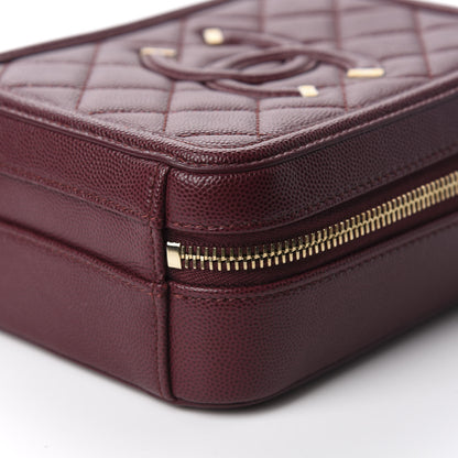 Chanel Caviar Quilted CC North South Filigree Vanity Case Burgundy 7 of 10