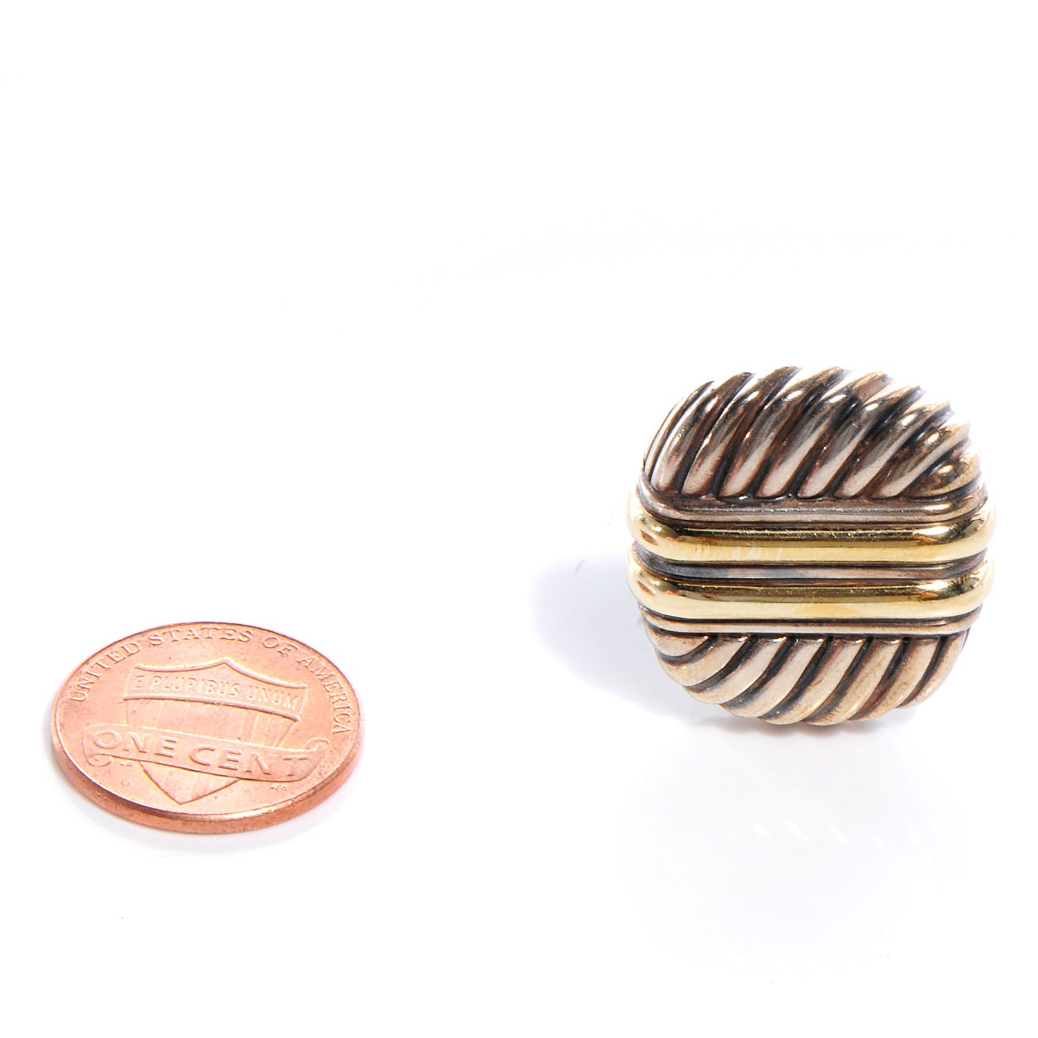 David Yurman 14k Yellow Gold and Sterling Silver Stud Earrings 2 of 6
