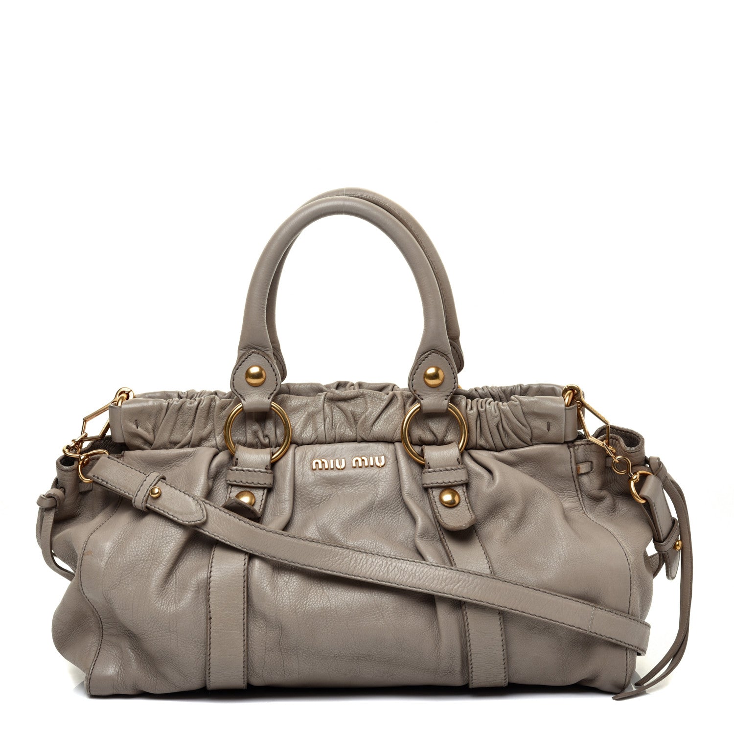 Miu Miu Vitello Shine Top Handle Satchel Cammeo 1 of 8