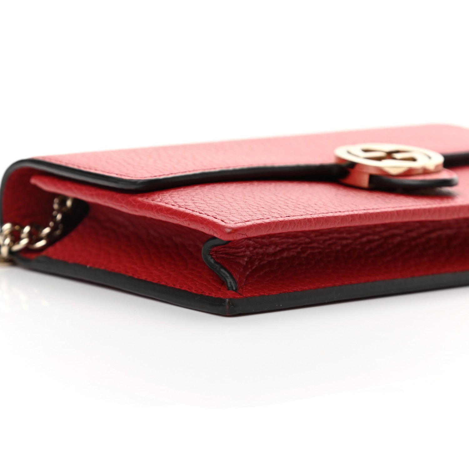 Gucci Dollar Calfskin Interlocking G Chain Wallet Red 9 of 11