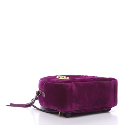 Gucci Velvet Matelasse GG Marmont Dome Backpack Fuchsia Violet Cyclamen 3 of 11
