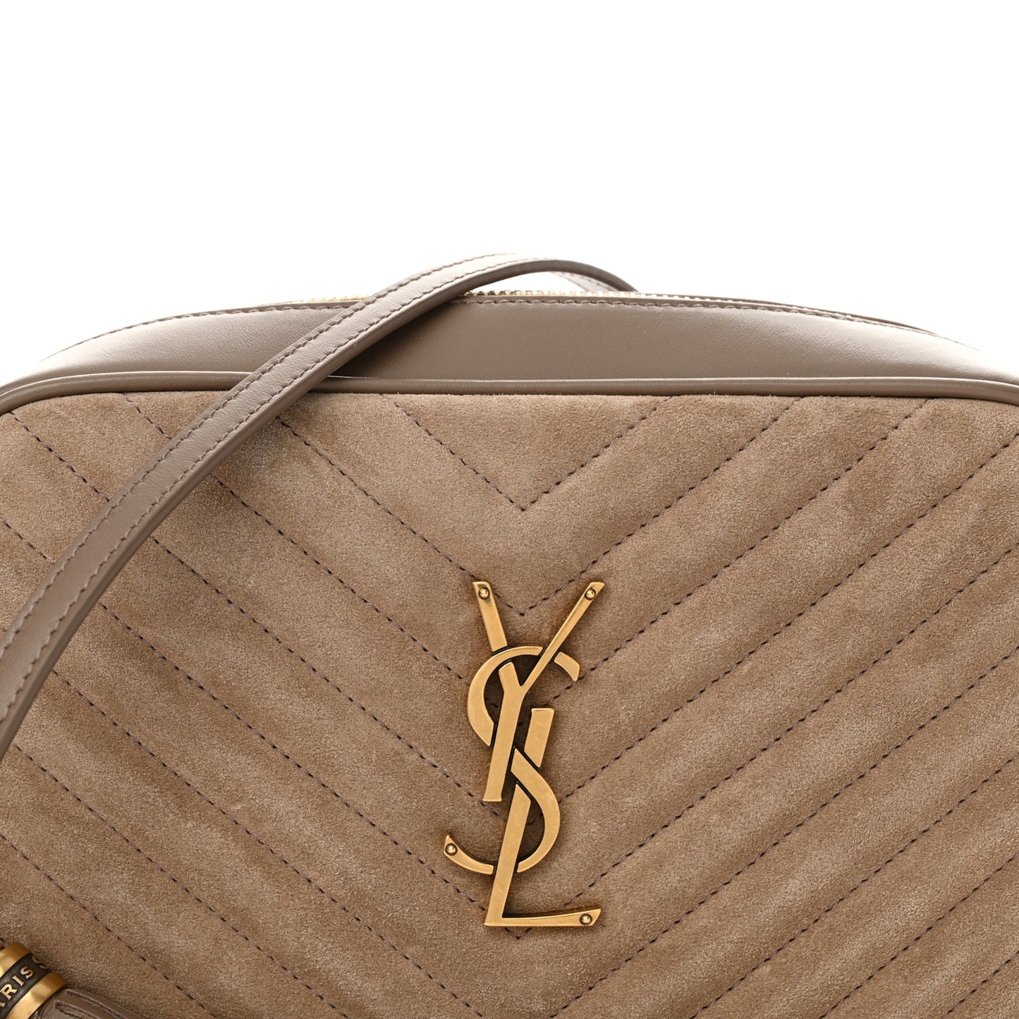 Suede Matelasse Monogram Lou Camera Bag Taupe