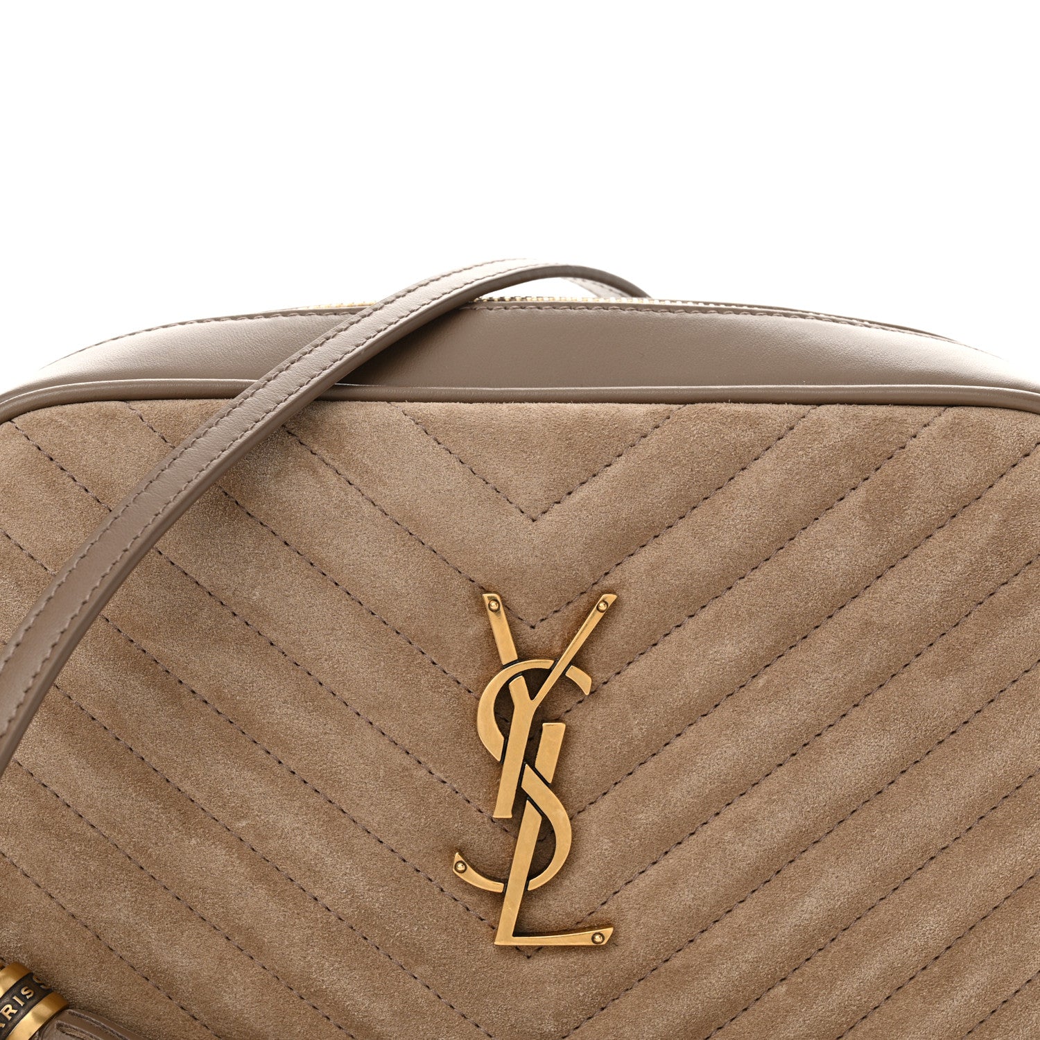 Saint Laurent Suede Matelasse Monogram Lou Camera Bag Taupe 8 of 11