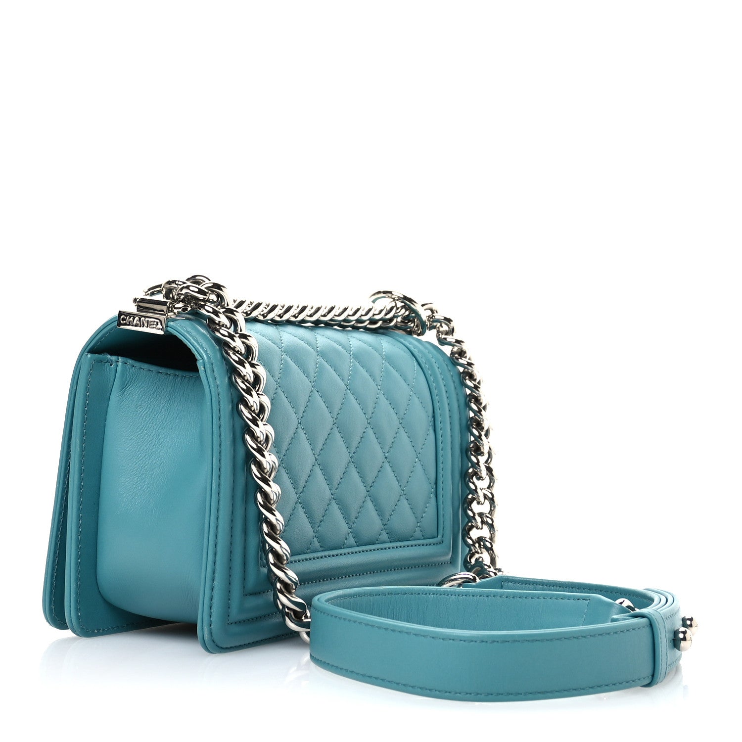Chanel Lambskin Quilted Small Boy Flap Dark Turquoise 3 of 12