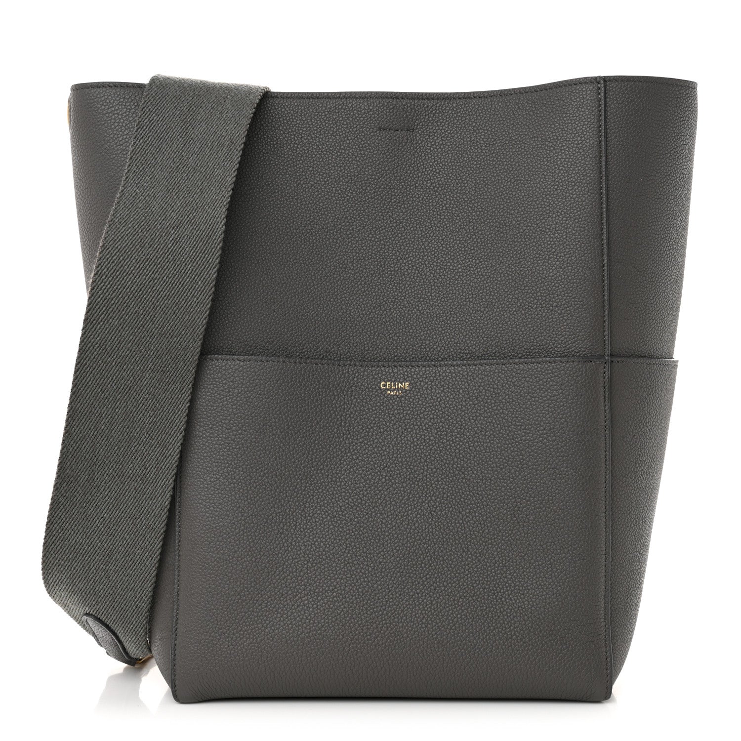 Celine Soft Grained Calfskin Sangle Bucket Bag Grey 1 of 10