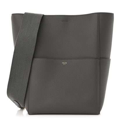 Celine Soft Grained Calfskin Sangle Bucket Bag Grey 1 of 10