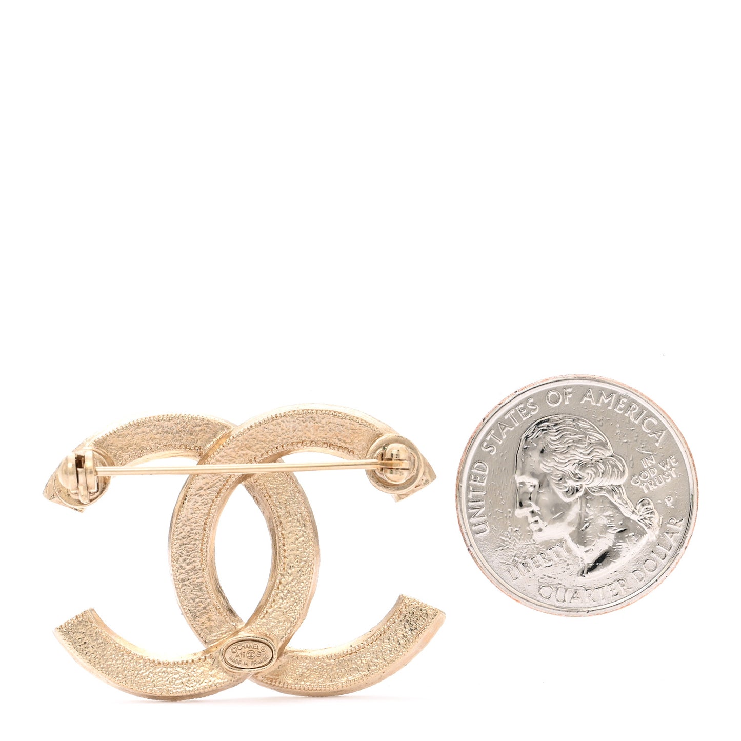Pearl Enamel CC Brooch   Black Gold