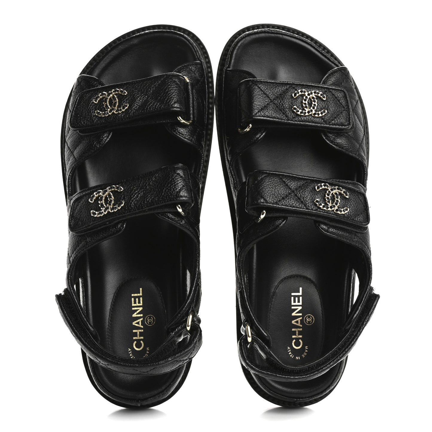 Grained Calfskin Velcro Dad Sandals 36.5 Black