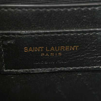 Saint Laurent Grain De Poudre Textured Mixed Matelasse Triquilt Small Monogram Satchel Greyish Brown 6 of 14