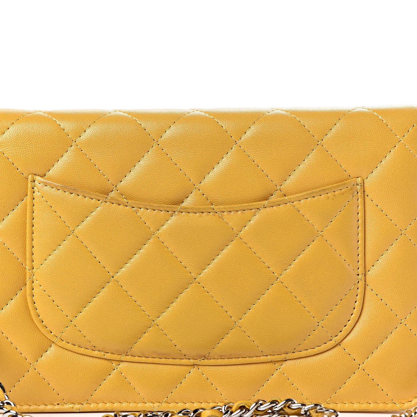 Lambskin Quilted Wallet on Chain WOC Yellow