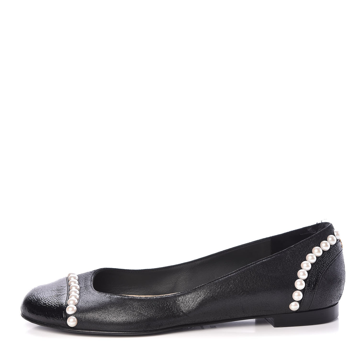Chanel Iridescent Lambskin Pearl Ballerina Flats 38 Black 1 of 9