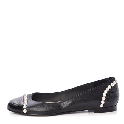 Chanel Iridescent Lambskin Pearl Ballerina Flats 38 Black 1 of 9