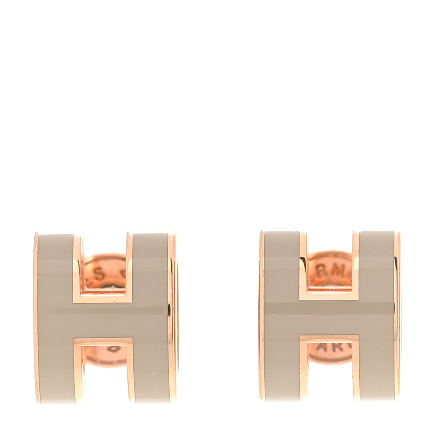 Hermes Rose Gold Lacquered Mini Pop H Earrings Marron Glace 1 of 8