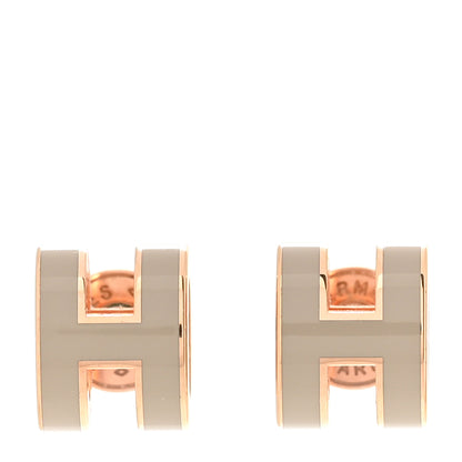 Hermes Rose Gold Lacquered Mini Pop H Earrings Marron Glace 1 of 8