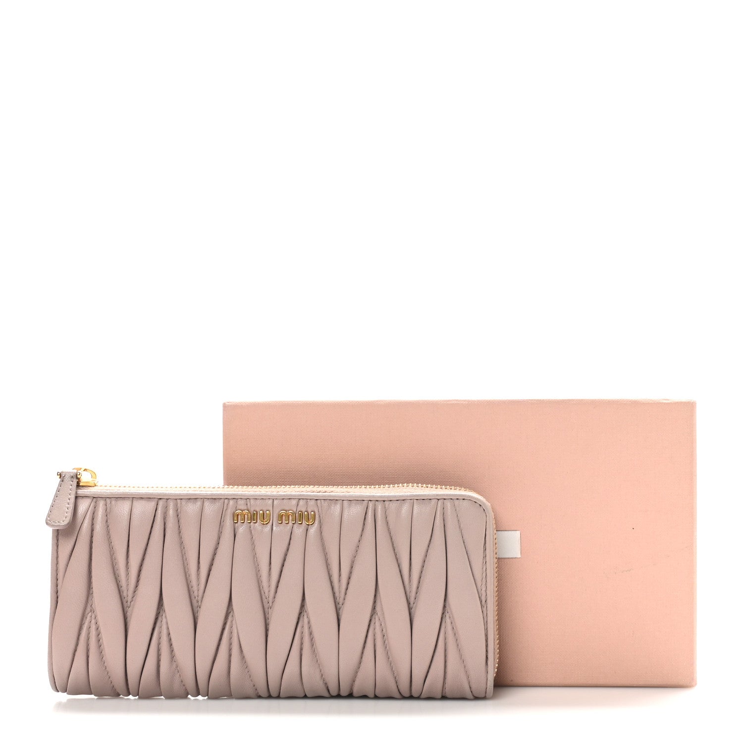 Miu Miu Nappa Matelasse Zip Around Wallet Pomice 7 of 7