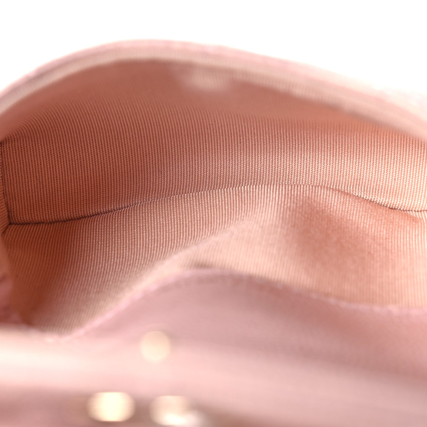 Iridescent Caviar Quilted Pearl On Top Coin Purse With Chain Light Pink