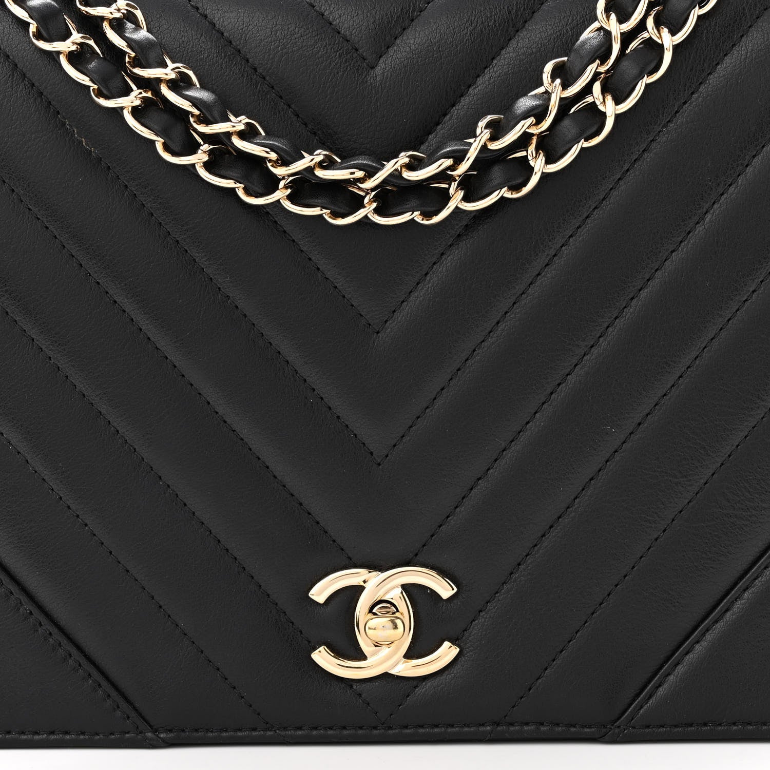Chanel Calfskin Chevron Quilted Medium Statement Flap Black 8 of 10