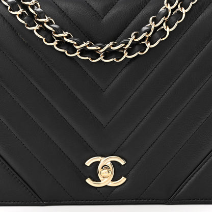 Chanel Calfskin Chevron Quilted Medium Statement Flap Black 8 of 10