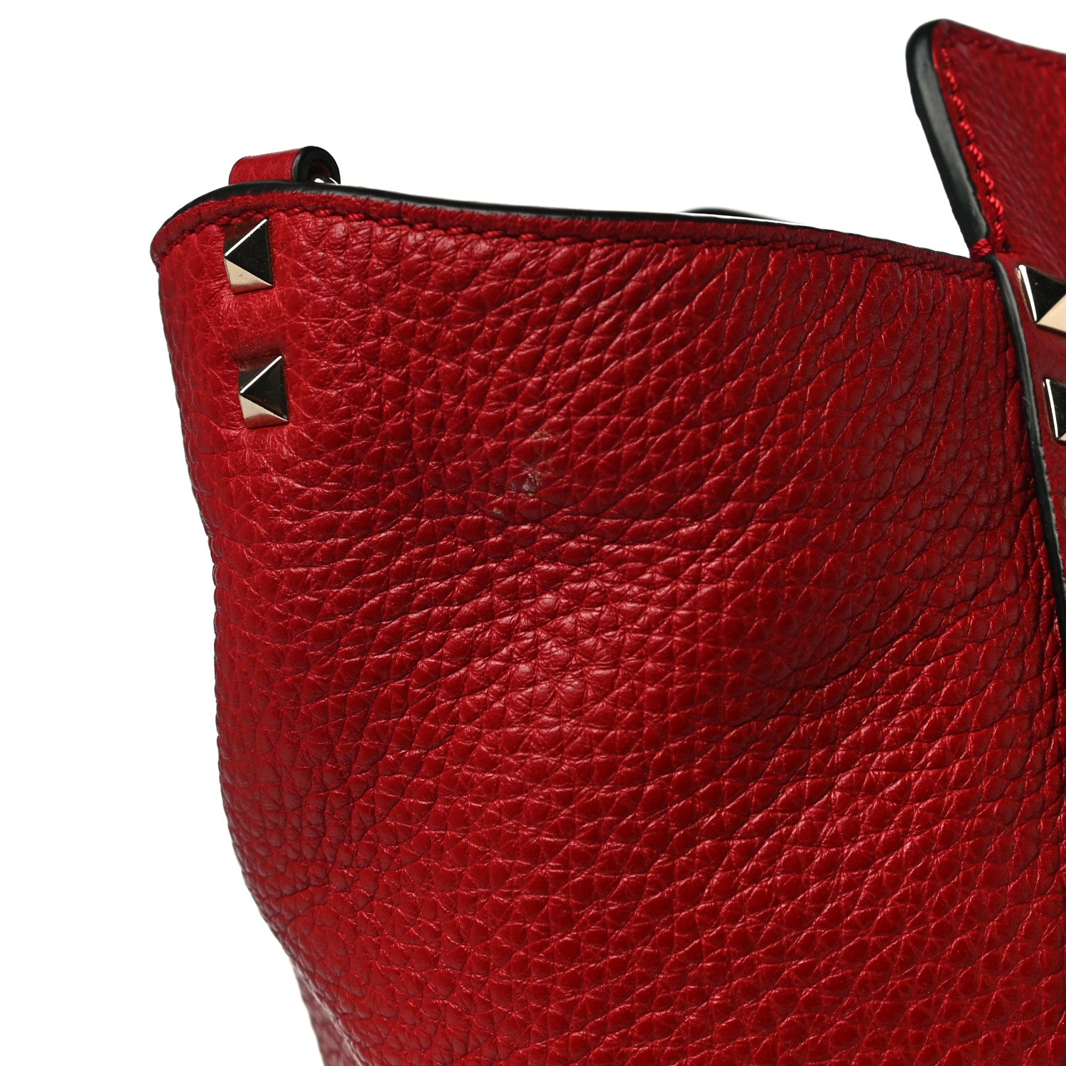 Valentino Garavani Pebbled Calfskin Medium Rockstud Tote Rosso Valentino 12 of 17
