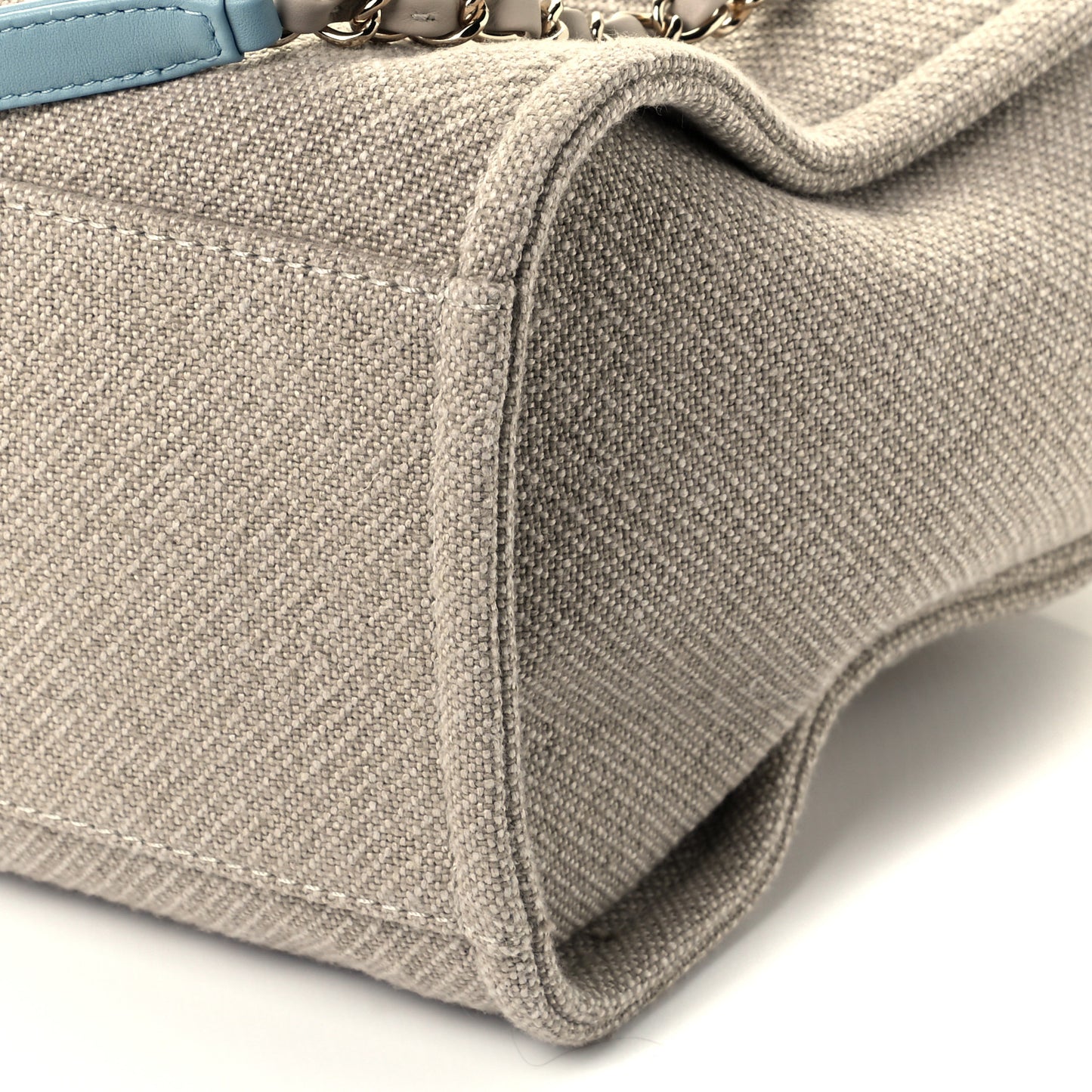 Mixed Fibers Calfskin Small Deauville Tote Grey Light Blue