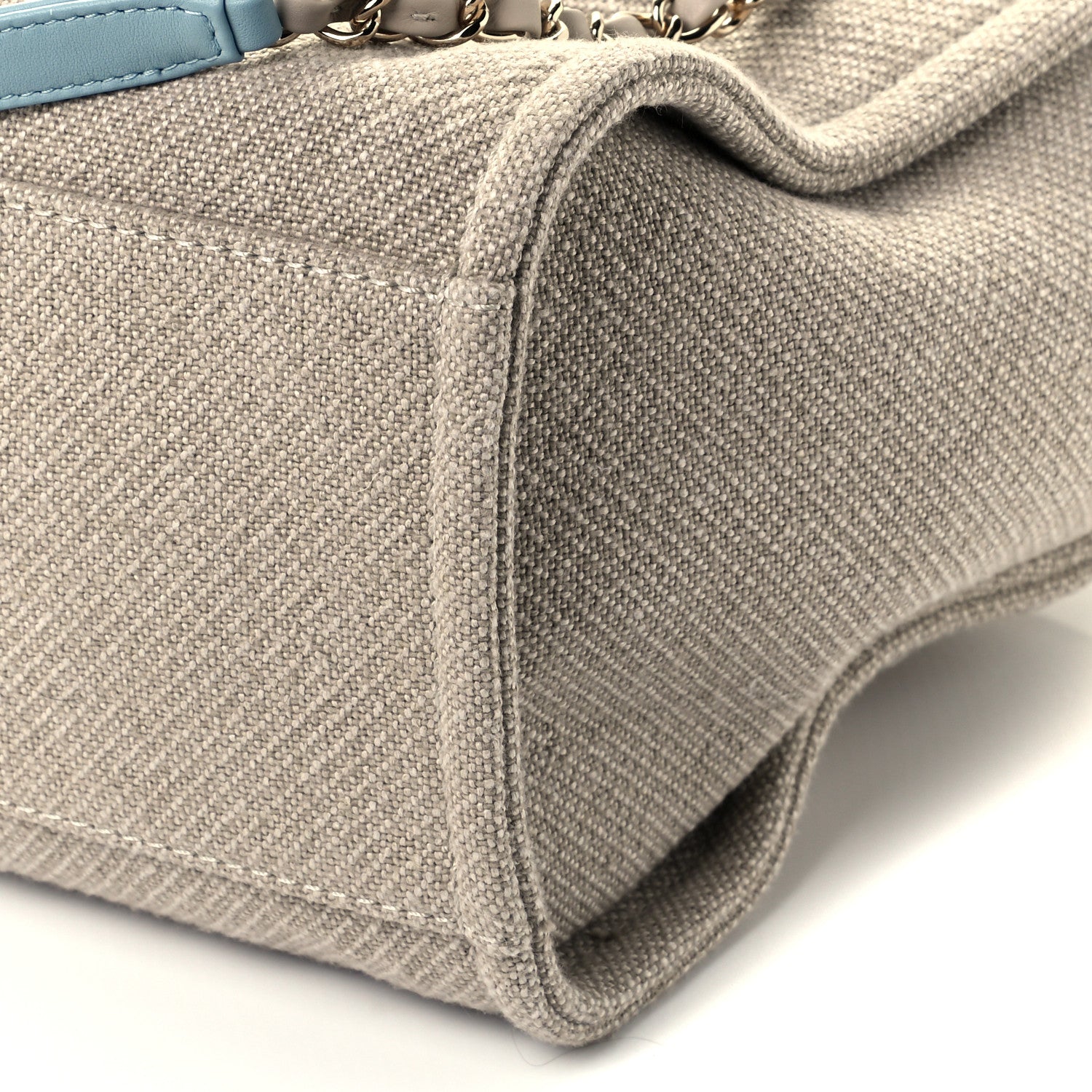 Chanel Mixed Fibers Calfskin Small Deauville Tote Grey Light Blue 10 of 11