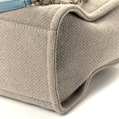 Chanel Mixed Fibers Calfskin Small Deauville Tote Grey Light Blue 10 of 11
