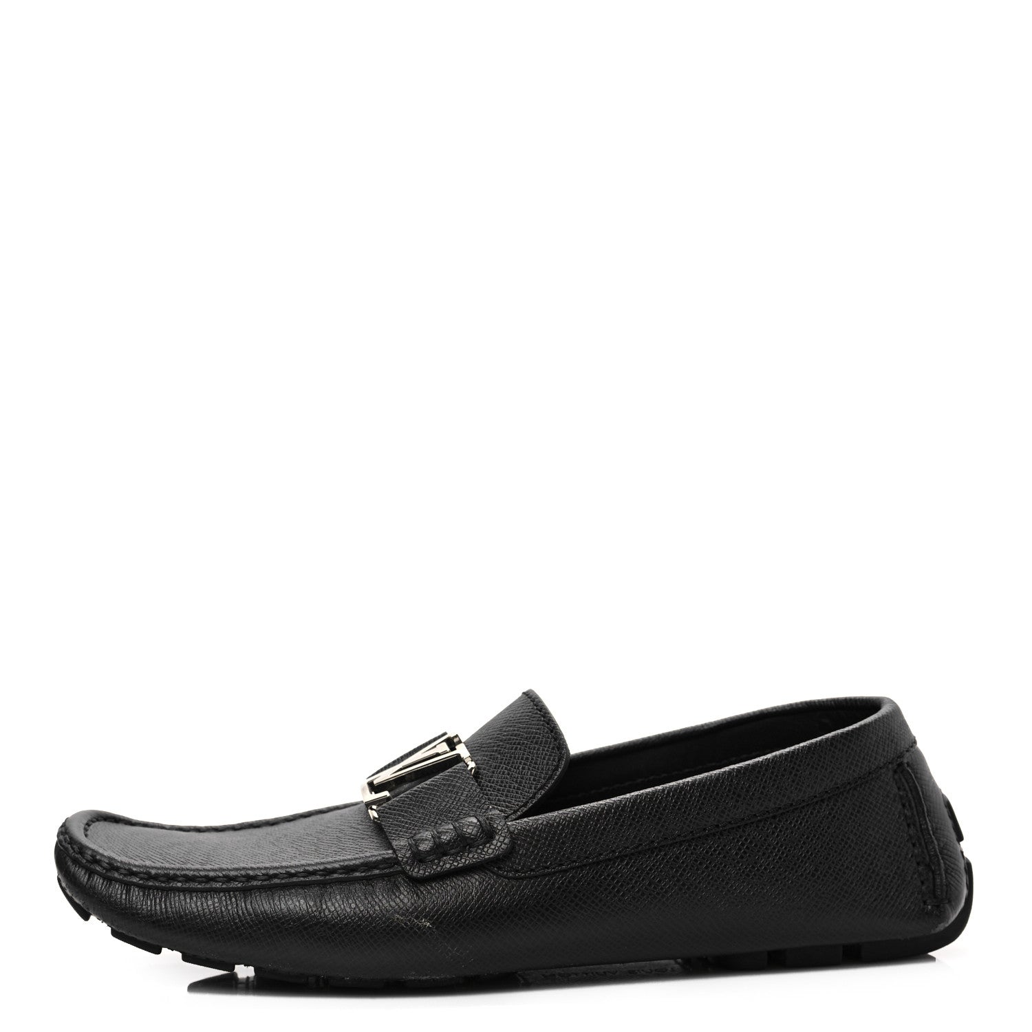Louis Vuitton Taiga Mens Monte Carlo Car Shoe Moccasin Loafers 8 Black 1 of 11