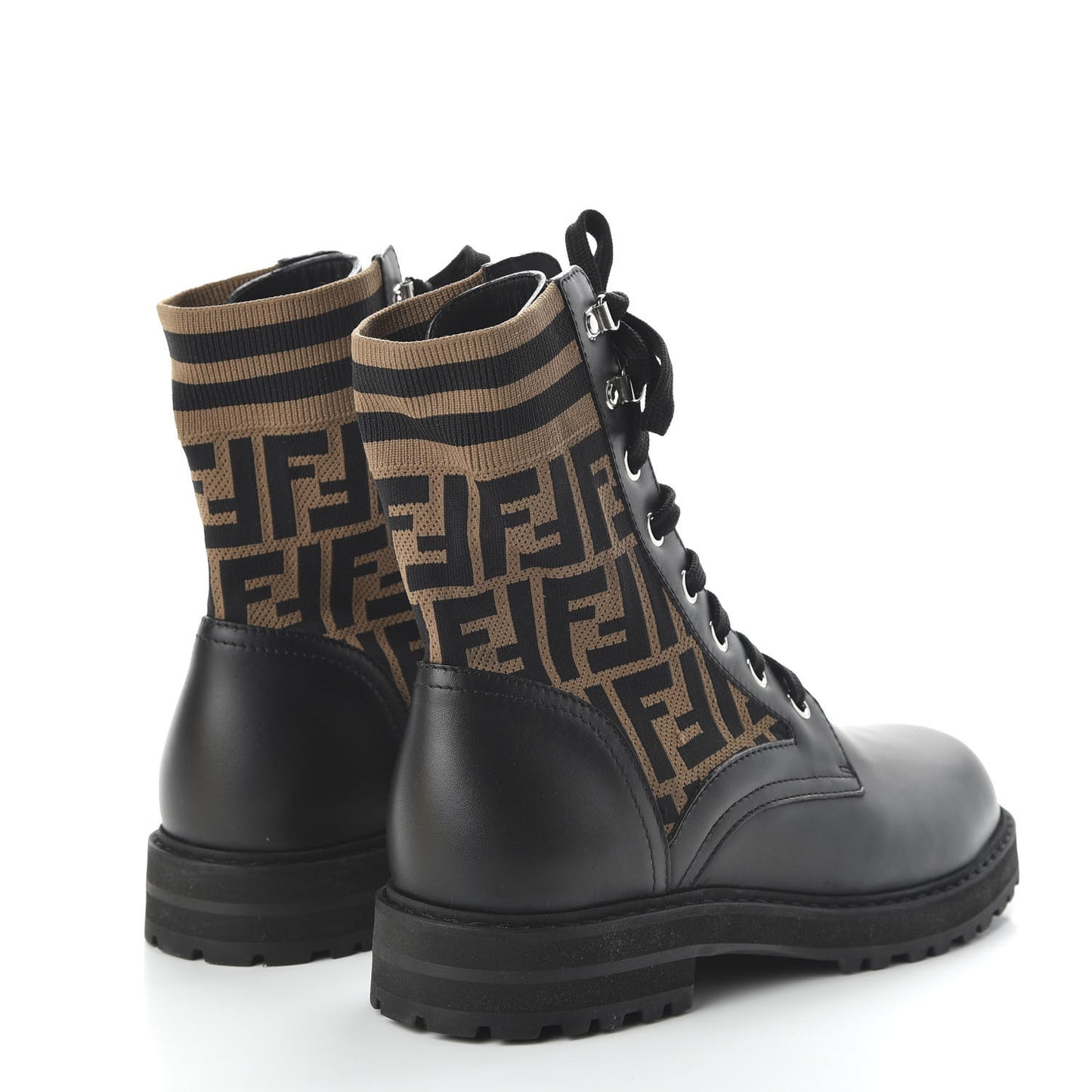 Vitello Jersey Fabric FF Mens Biker Boots 9 Black Tobacco