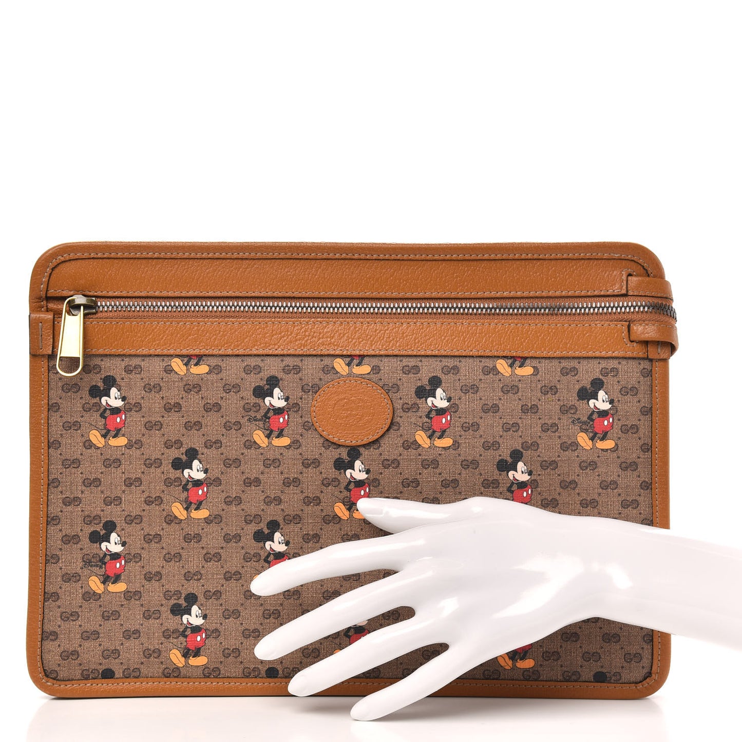 X DISNEY Mini Vintage GG Supreme Monogram Mickey Mouse Documents Holder Beige Vintage Sun Oil