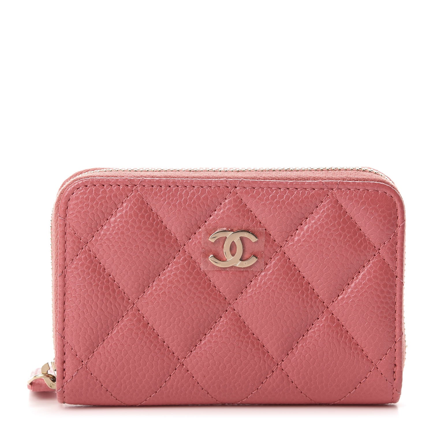 Chanel Caviar Quilted Zip Coin Purse Pink 1 of 8