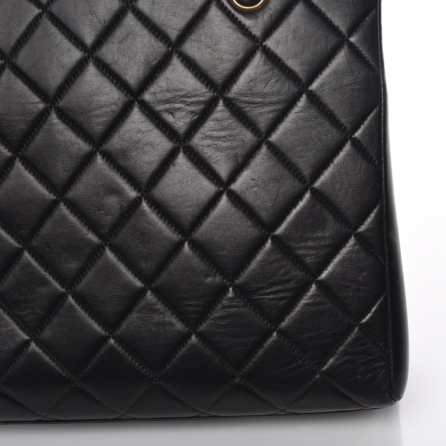 Lambskin Quilted CC Shopping Tote Black