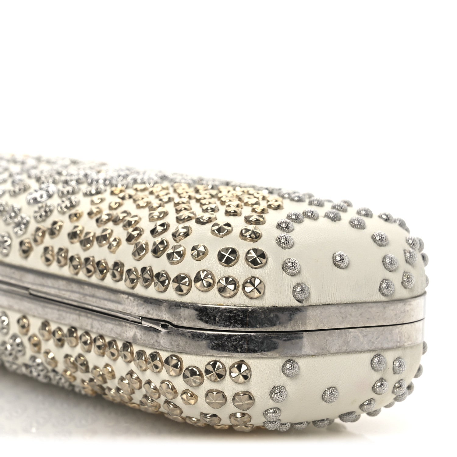 Alexander McQueen Nappa Studded Twin Skull Box Clutch Ivory 10 of 14