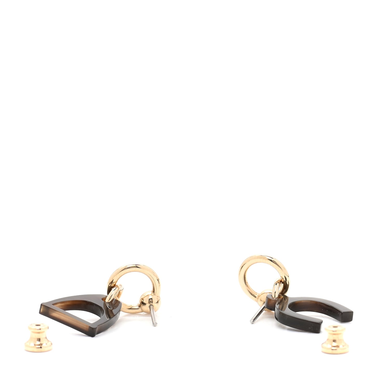 Permabrass Buffalo Horn Amulettes Equestre Earrings Black