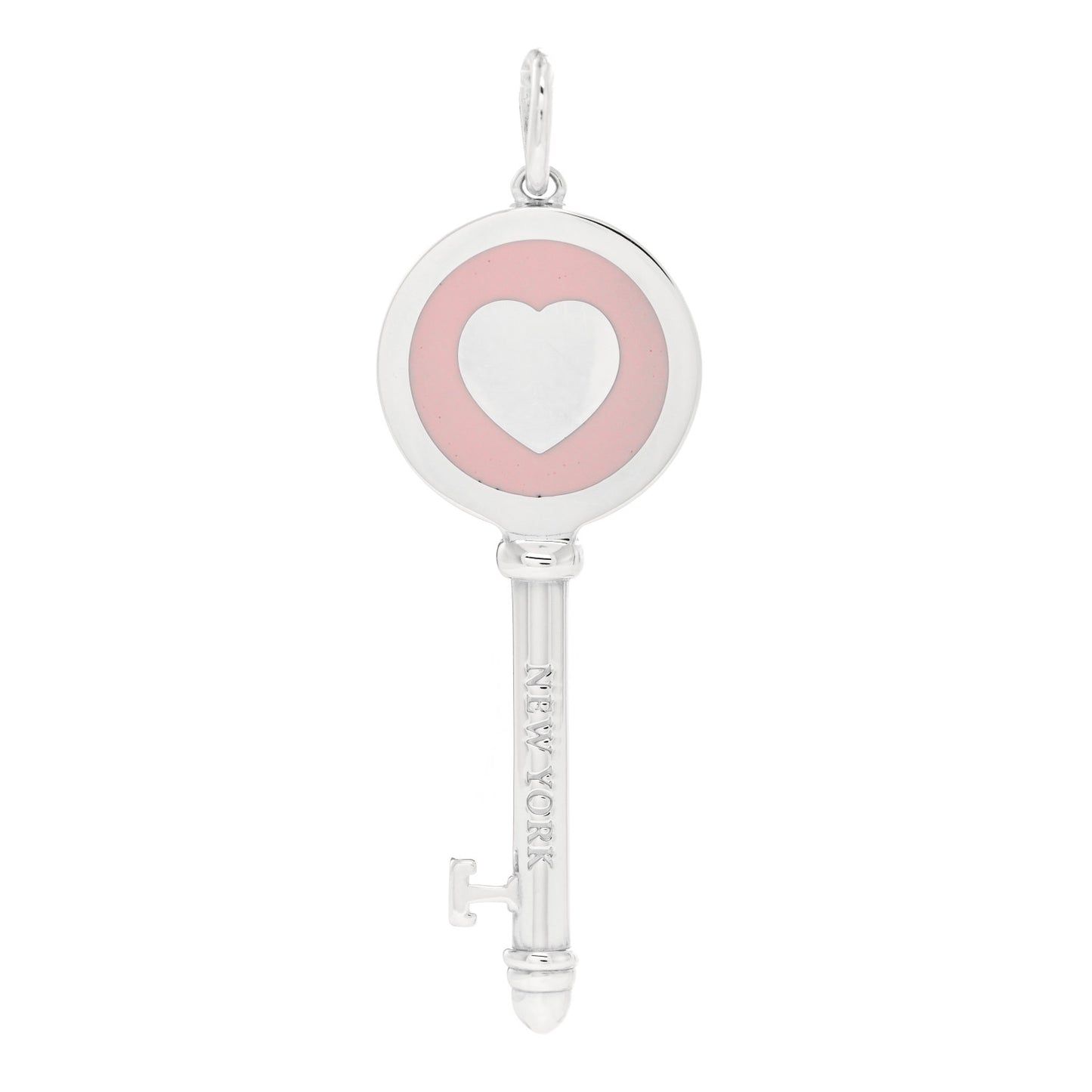 Sterling Silver Enamel Keys Heart Key Pendant Pink