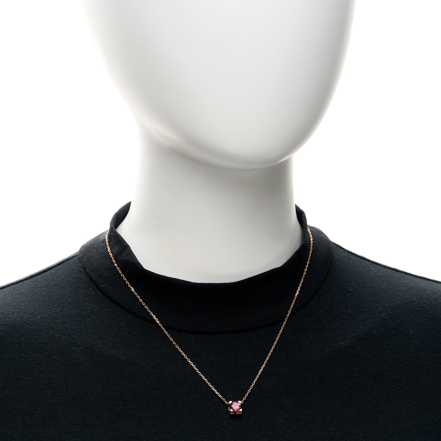18K Pink Gold Pink Tourmaline C De Cartier Pendant Necklace